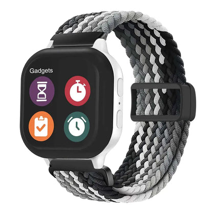 KidTime Braided Band for Verizon Gizmo Watch - Gizmo Watch 3/2/1 / Black White - Watch Band for Kids