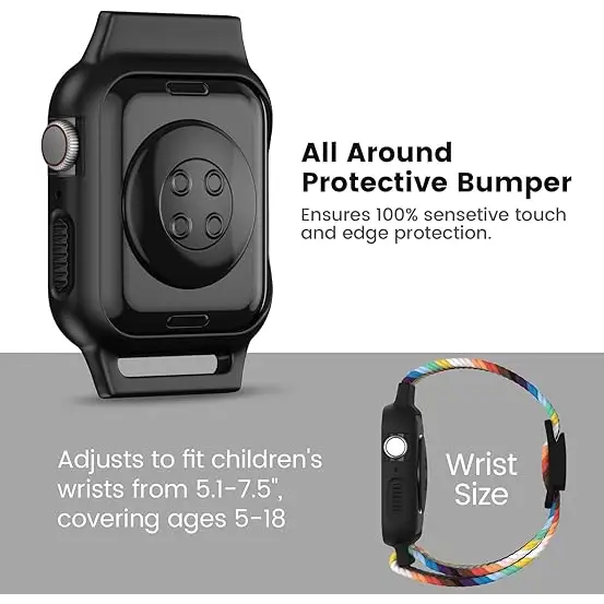 KidTime Braided Band With Case for Kids fits Apple Watch - Watch Band for Kids