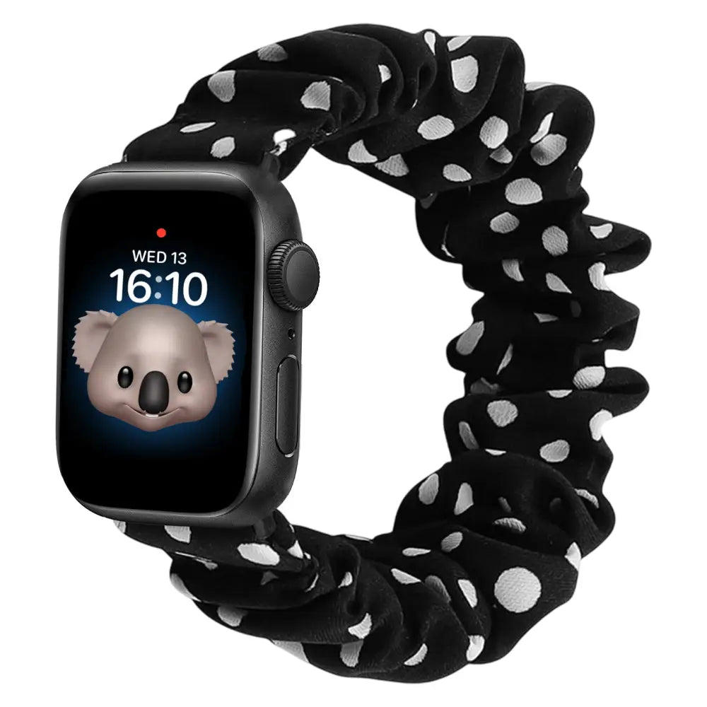 KidTime Scrunchie Band for Kids fits Apple Watch - 38/40/41mm / Black WhiteDot - Watch Band for Kids