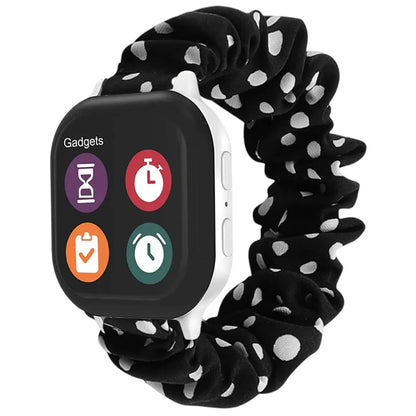 KidTime Scrunchie Band for Verizon Gizmo Watch - Black WhiteDot - Watch Band for Kids