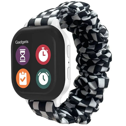 KidTime Scrunchie Band for Verizon Gizmo Watch - Black WhiteSquare - Watch Band for Kids