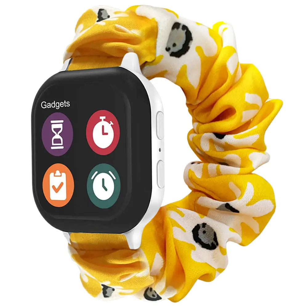 KidTime Scrunchie Band for Verizon Gizmo Watch - Yellow WhiteDaisy - Watch Band for Kids